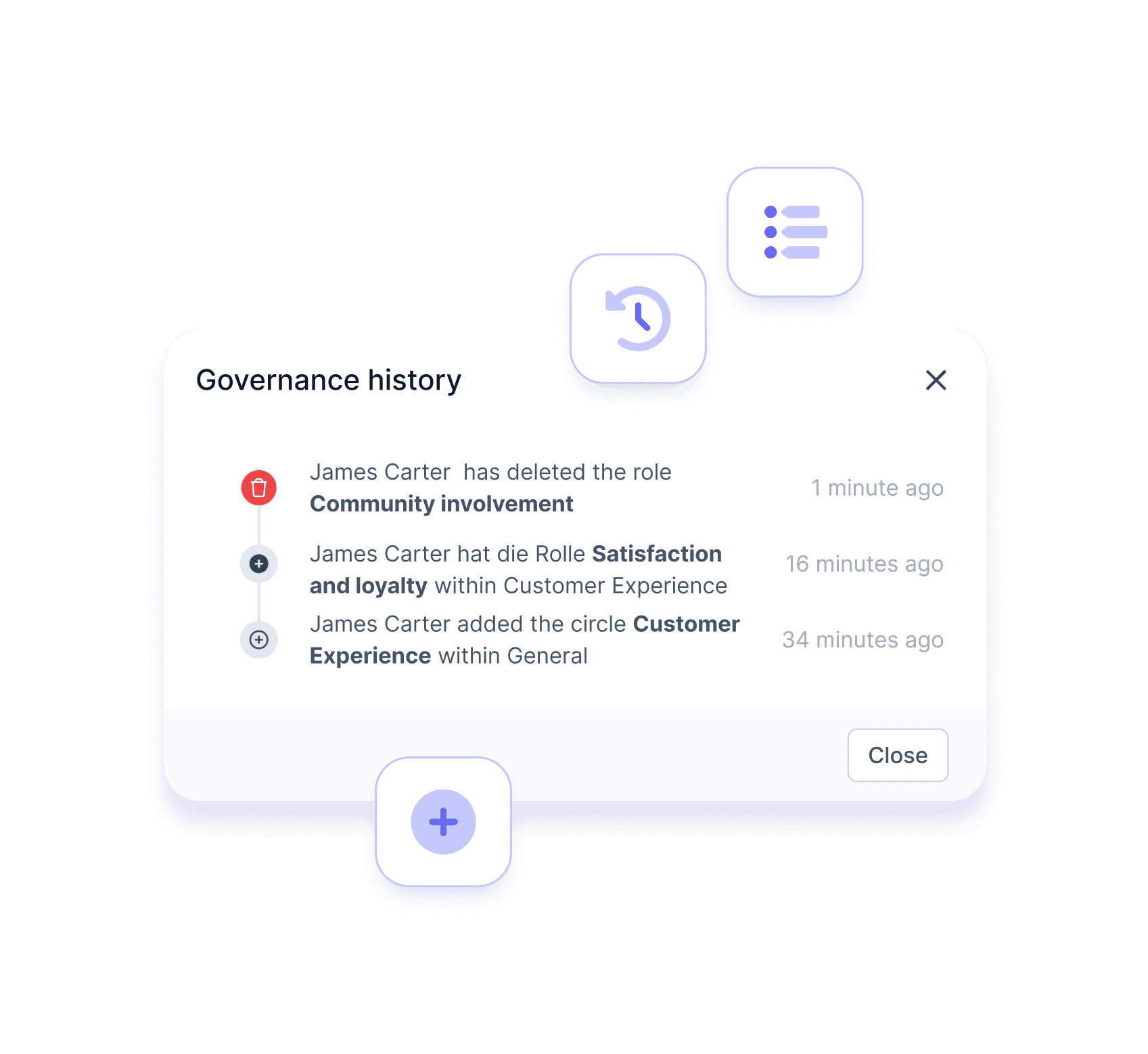 Screenshot of the governance history showing recent changes.