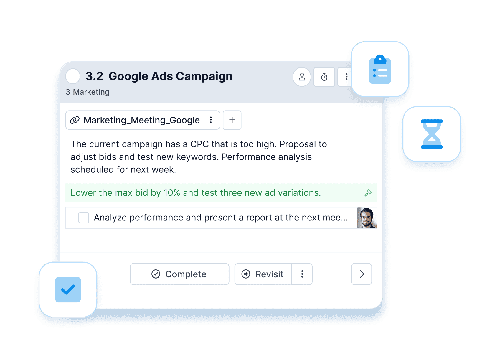 View of a topic added to a meeting agenda.